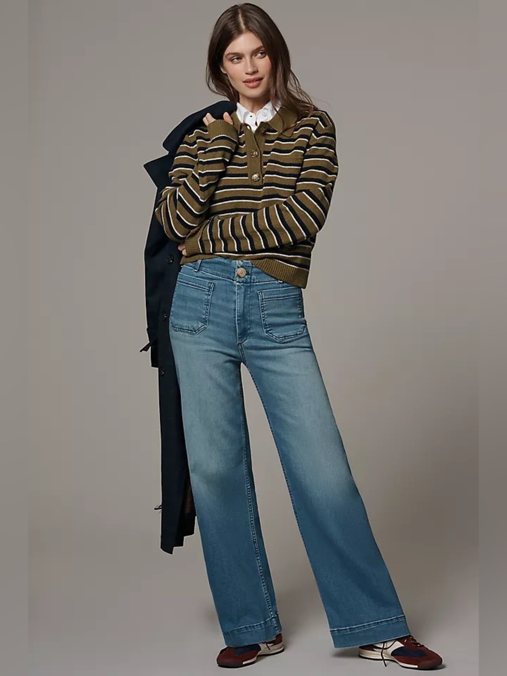NWT Anthropologie Maeve Colette Classic Wash Cropped Wide-Leg Jeans - Light Blue